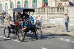 Car Approaching The Finish Line Of The London To Brighton Vetera Stock Photo