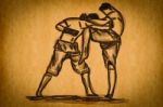 Free Hand sketchy Thai Boxing Stock Photo