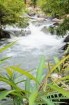 Waterfall On The Mountain Stock Photo