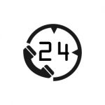 Phone Call 24 Hour Symbol Icon  Illustration On Whit Stock Photo