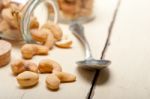 Cashew Nuts On A Glass Jar Stock Photo