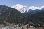 Panoramic View Of Beautiful Mountain Landscape Small Village  Stock Photo