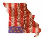 Missouri State Map Flag Stock Photo