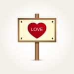  Love Heart Wooden Sign Board Stock Photo