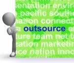 Outsource Word Cloud Sign Shows Subcontract And Freelance Stock Photo