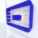 Color Shelf With White Wall Stock Photo