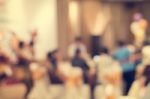 Blurred People In The Banquet Room Stock Photo