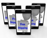 Free Shipping Sign Phone Means Product Shipped At No Cost Stock Photo