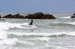 Surfing In Cornwall Stock Photo