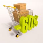 Shopping Cart And 60 Percent Stock Photo