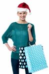 Attractive Woman Posing With Shopping Bags Stock Photo