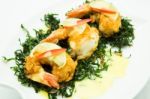 Shrimp With Lemon Sauce Stock Photo