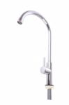 Front Of Kitchen Faucet On White Background Stock Photo