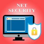 Net Security Shows Protected Web Site And Communication Stock Photo