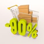 Shopping Cart And 90 Percent Stock Photo