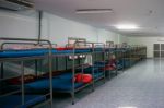 A Row Soldier Bunk Beds Stock Photo