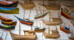 Model Sail Boats Made Of Wood Waiting In Paraty, State Rio De Ja Stock Photo