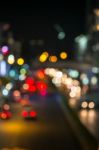 Abstract Blur Traffic And Car Lights Bokeh In Rush Hour Backgrou Stock Photo