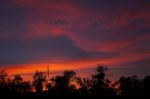 Dark Cloudy Sky At Sunset Stock Photo