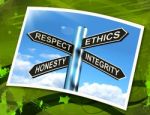 Respect Ethics Honest Integrity Sign Means Good Qualities Stock Photo