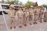 Student 11-12 Years Old, Scout Assembly, Teepangkorn Scout Camp In Samut Sakhon Thailand Stock Photo