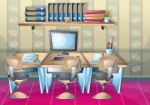 Cartoon  Illustration Interior Office Room With Separated Layers Stock Photo