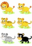 Big Cat Cartoon Set Stock Photo