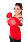 Pretty Girl Boxing Stock Photo