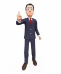 Businessman Shows Approval Represents Thumb Up And Approved Stock Photo