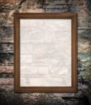 Wooden Picture Frame On Collage Rotten Jeans Stock Photo