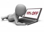 Ten Percent Off Monitor Means 10% Deduction Or Sale Online
 Stock Photo