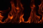 Beautiful Fire Flames On Black Background Stock Photo