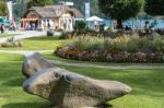 Rock Sculpture In The Park At St. Gilgen Stock Photo