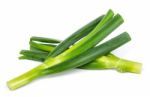 Green Japanese Onion Isolated On White Background Stock Photo