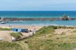 Beach And Harbour In Bude In Cornwall Stock Photo