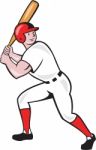 Baseball Player Bat Side Isolated Cartoon Stock Photo