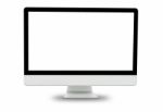 White Computer Monitor Isolated Stock Photo