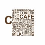 Coffee Cup Typography Words Stock Photo