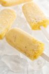 Passion Fruit  Popsicle Yummy Fresh Summer Fruit Sweet Dessert Still Life Stock Photo