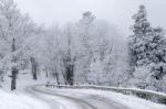 Snowy Road Stock Photo