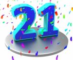 Twenty First Indicates Birthday Party And 21st Stock Photo