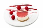 Cheese cake with raspberries Stock Photo