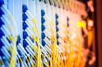 Fiber Optic With Servers In A Technology Data Center Stock Photo