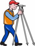 Surveyor Geodetic Engineer Theodolite Isolated Cartoon Stock Photo