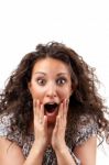 Beautiful Woman With Surprise Face Stock Photo