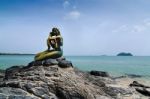 Famous Mermaid Sculpture In Songkhla, Thailand Stock Photo