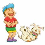 Boy And Dog Laughing Stock Photo