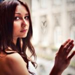 Sensual Girl With Heart On Window Stock Photo