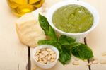 Italian Basil Pesto Sauce Ingredients Stock Photo