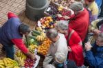 Bustling Fruit And Vegetable Market In Funchal Stock Photo